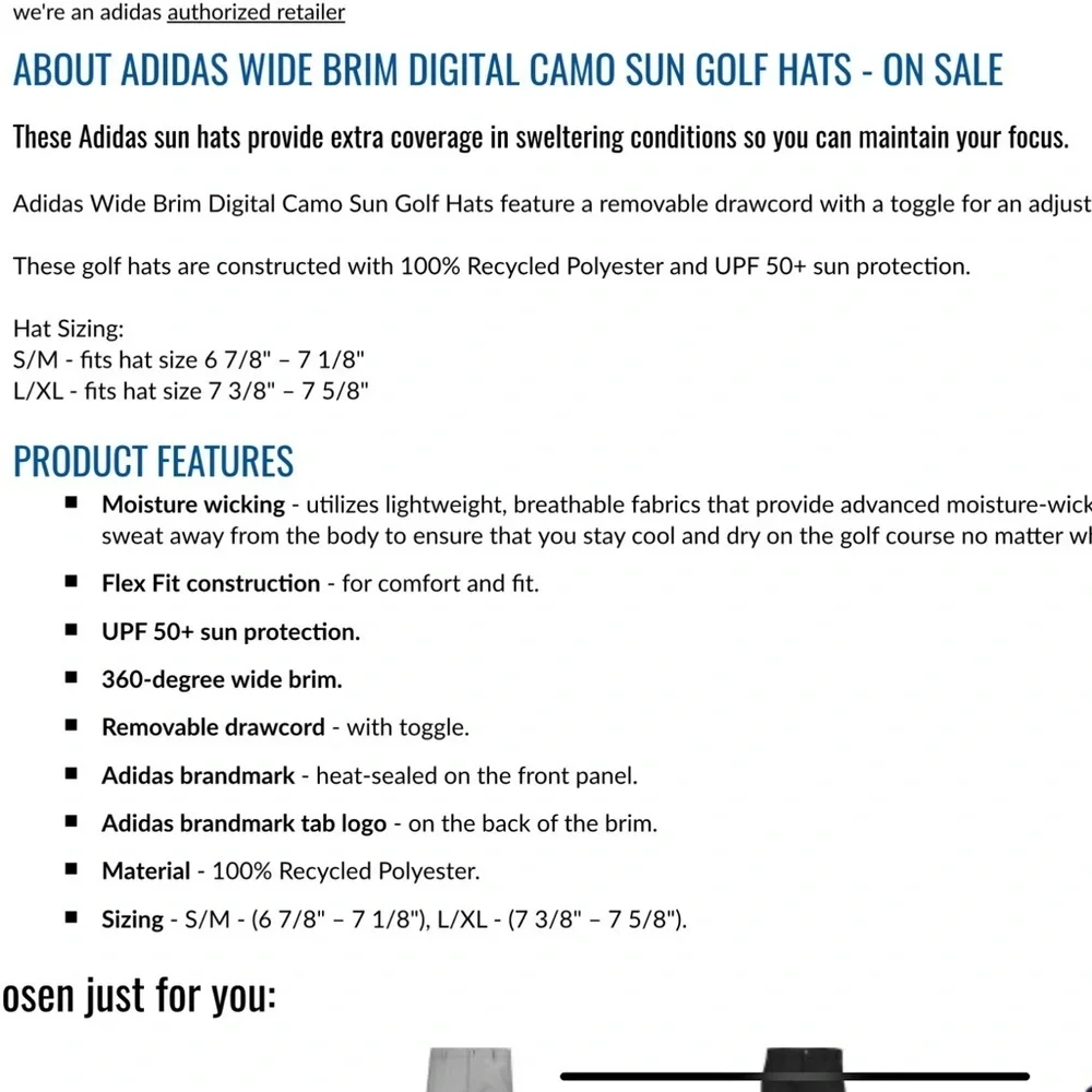 Adidas Wide Brim Digital Camo Sun Golf Hat